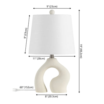 Tula 19" Scandinavian Minimalist Ceramic Arch LED Table Lamp - JONATHAN Y